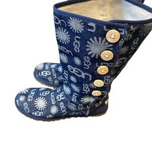 UGG logo Button Canvas Sheepskin footbed boots